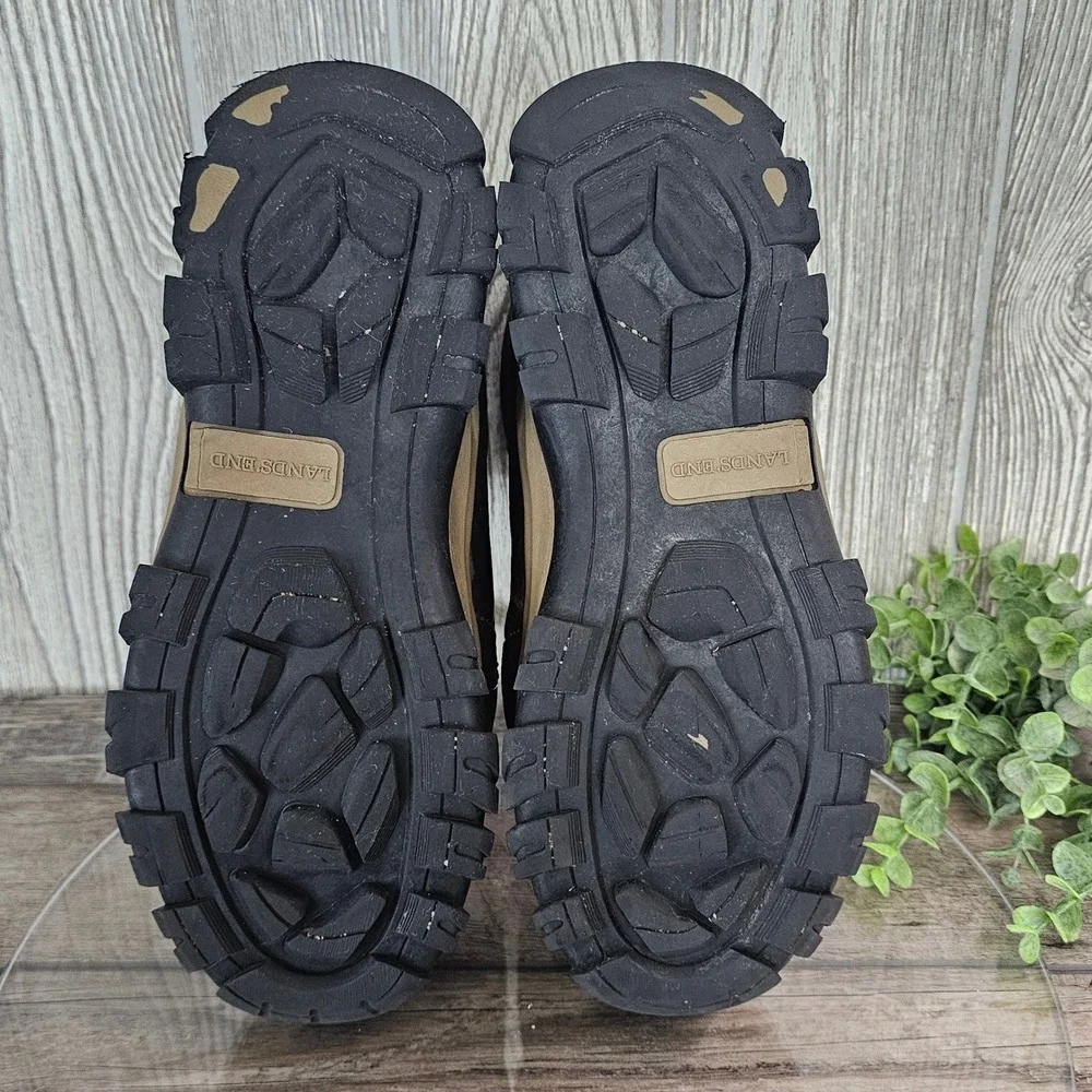 Lands'‎ End Men's 8.5 Waterproof Leather Hiking Boots Brown Outdoor Trail Grunge